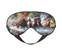 Cozimangoe Sleep Mask, Double Sided Silky Soft Eye Masks Adjustable Strap Blindfold for Women Men, Travel Night Shift Yoga Camping, Personalized Native American Indians Horses