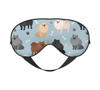 Cozimangoe Sleep Mask, Double Sided Silky Soft Eye Masks Adjustable Strap Blindfold for Women Men, Travel Night Shift Yoga Camping, Personalized Pomeranian Paws-Prints and Dog Bones