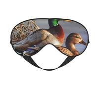 Cozimangoe Sleep Mask, Double Sided Silky Soft Eye Masks Adjustable Strap Blindfold for Women Men, Travel Night Shift Yoga Camping, Personalized Duck On The Water Painting