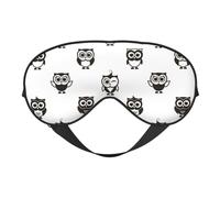 Cozimangoe Sleep Mask, Double Sided Silky Soft Eye Masks Adjustable Strap Blindfold for Women Men, Travel Night Shift Yoga Camping, Personalized Black Owls