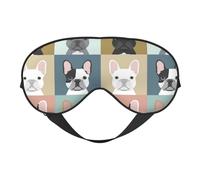 Cozimangoe Sleep Mask, Double Sided Silky Soft Eye Masks Adjustable Strap Blindfold for Women Men, Travel Night Shift Yoga Camping, Personalized French Bulldogs Dog