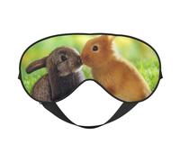 Cozimangoe Sleep Mask, Double Sided Silky Soft Eye Masks Adjustable Strap Blindfold for Women Men, Travel Night Shift Yoga Camping, Personalized Rabbit Love Printed