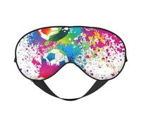 Cozimangoe Sleep Mask, Double Sided Silky Soft Eye Masks Adjustable Strap Blindfold for Women Men, Travel Night Shift Yoga Camping, Personalized Colored Splashes All Over The Soccer