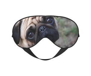 Cozimangoe Sleep Mask, Double Sided Silky Soft Eye Masks Adjustable Strap Blindfold for Women Men, Travel Night Shift Yoga Camping, Personalized Funny Pug Dog Look at You