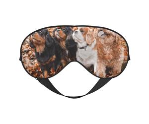 Cozimangoe Sleep Mask, Double Sided Silky Soft Eye Masks Adjustable Strap Blindfold for Women Men, Travel Night Shift Yoga Camping, Personalized Cavalier King Charles Spaniel Autumn Puppies