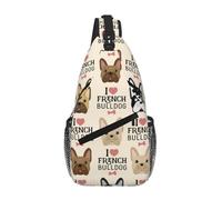 Cozimangoe Sling Bag For Man Woman, Reversible Shoulder Strap Crossbody Backpack Travel Hiking Biking Climbing Outdoors, French Bulldog Seamless Pattern In Vintage Style