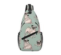 Cozimangoe Sling Bag For Man Woman, Reversible Shoulder Strap Crossbody Backpack Travel Hiking Biking Climbing Outdoors, Pug Dogs Sitting