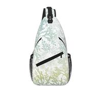 Cozimangoe Sling Bag For Man Woman, Reversible Shoulder Strap Crossbody Backpack Travel Hiking Biking Climbing Outdoors, Green Sea Blue Seaweed