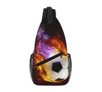 Cozimangoe Sling Bag For Man Woman, Reversible Shoulder Strap Crossbody Backpack Travel Hiking Biking Climbing Outdoors, Fire Football(1)