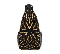 Cozimangoe Sling Bag For Man Woman, Reversible Shoulder Strap Crossbody Backpack Travel Hiking Biking Climbing Outdoors, Africa Wild Zebra Black Gold Stripe