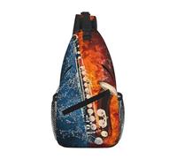 Cozimangoe Sling Bag For Man Woman, Reversible Shoulder Strap Crossbody Backpack Travel Hiking Biking Climbing Outdoors, Saxophone In Fire And Water