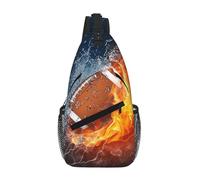 Cozimangoe Sling Bag For Man Woman, Reversible Shoulder Strap Crossbody Backpack Travel Hiking Biking Climbing Outdoors, Burning American Football In Fire