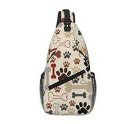 Cozimangoe Sling Bag For Man Woman, Reversible Shoulder Strap Crossbody Backpack Travel Hiking Biking Climbing Outdoors, Dog Paws And Bones