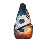 Cozimangoe Sling Bag For Man Woman, Reversible Shoulder Strap Crossbody Backpack Travel Hiking Biking Climbing Outdoors, Soccer Ball On Fire And Water
