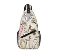 Cozimangoe Sling Bag For Man Woman, Reversible Shoulder Strap Crossbody Backpack Travel Hiking Biking Climbing Outdoors, Vintage Espresso Machine Cupcakes Beans Printing