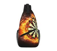 Cozimangoe Sling Bag For Man Woman, Reversible Shoulder Strap Crossbody Backpack Travel Hiking Biking Climbing Outdoors, Flaming Dartboard Fire Dart Board 3D