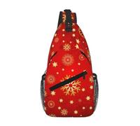Cozimangoe Sling Bag For Man Woman, Reversible Shoulder Strap Crossbody Backpack Travel Hiking Biking Climbing Outdoors, Christmas Background Of Snowflakes And Stars