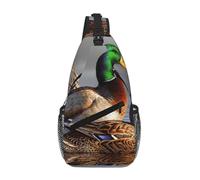 Cozimangoe Sling Bag For Man Woman, Reversible Shoulder Strap Crossbody Backpack Travel Hiking Biking Climbing Outdoors, Duck On The Water Painting