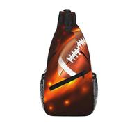 Cozimangoe Sling Bag For Man Woman, Reversible Shoulder Strap Crossbody Backpack Travel Hiking Biking Climbing Outdoors, Fire Rugby American Ball