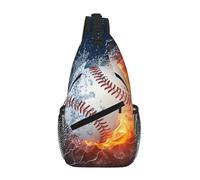 Cozimangoe Sling Bag For Man Woman, Reversible Shoulder Strap Crossbody Backpack Travel Hiking Biking Climbing Outdoors, A Picture Of A Baseball In Water And Fire