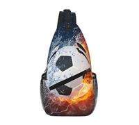 Cozimangoe Sling Bag For Man Woman, Reversible Shoulder Strap Crossbody Backpack Travel Hiking Biking Climbing Outdoors, Football In Water And Fire