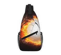 Cozimangoe Sling Bag For Man Woman, Reversible Shoulder Strap Crossbody Backpack Travel Hiking Biking Climbing Outdoors, Cool Fire Flame Volleyball Ball