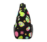Cozimangoe Sling Bag For Man Woman, Reversible Shoulder Strap Crossbody Backpack Travel Hiking Biking Climbing Outdoors, Happy Easter Colorful Easter Eggs