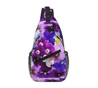 Cozimangoe Sling Bag For Man Woman, Reversible Shoulder Strap Crossbody Backpack Travel Hiking Biking Climbing Outdoors, Graphic Pansy Easter Spring Flowers