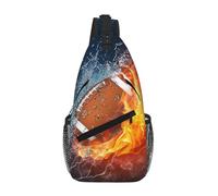 Cozimangoe Sling Bag For Man Woman, Reversible Shoulder Strap Crossbody Backpack Travel Hiking Biking Climbing Outdoors, American Football In Fire And Water