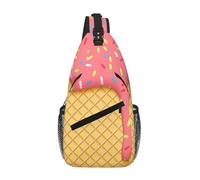 Cozimangoe Sling Bag for woman and man Reversible Shoulder Strap Crossbody Backpack Travel Hiking Biking Climbing Outdoors, Personalized patterns, Ice Cream And Waffle Pattern