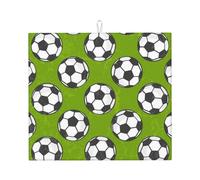Cozimangoe Soccer Green, Dish Drying Mat, 18x16 Inch Absorbent Microfiber Quick Dry Machine Washable for Dishes Pots Pans Glassware Coffee Bar Under Rack