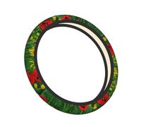 Cozimangoe Steering Wheel Covers, High Elastic Anti-Slip Universal Fit, Protector for SUVs Trucks and Vans Car Accessories, Personalized patterns, Red Poppy Field Farm Meadow Landscape Print