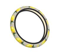 Cozimangoe Steering Wheel Covers, High Elastic Anti-Slip Universal Fit, Protector for SUVs Trucks and Vans Car Accessories, Personalized patterns, Watercolor Summer Fruit Lemons Slich Leaves