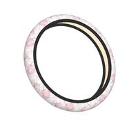 Cozimangoe Steering Wheel Covers, High Elastic Anti-Slip Universal Fit, Protector for SUVs Trucks and Vans Car Accessories, Personalized patterns, Geometric With Gold Glitter Lines And Rose Marble