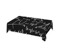 Cozimangoe Table Cloth, 54x72in Scalloped Edge Rectangular Tablecloth Wrinkle Resistant Washable Table Cover, Dining Room Kitchen Party Camping, Algebra Geometry Abstract Math