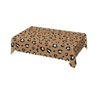 Cozimangoe Table Cloth, 54x72in Scalloped Edge Rectangular Tablecloth Wrinkle Resistant Washable Table Cover, Dining Room Kitchen Party Camping, Little Spotted Leopard Panther Ochre