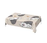 Cozimangoe Table Cloth, 54x72in Scalloped Edge Rectangular Tablecloth Wrinkle Resistant Washable Table Cover, Dining Room Kitchen Party Camping, Old English Sheepdog(1)