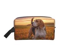 Cozimangoe Toiletry Bag for Travel, Large Padded with Handle Makeup Bags Shaving Cosmetics Toiletries Accessories Gym, Personalized Beagle Lawn Dogs On A Walk Pets Dogs Sunset