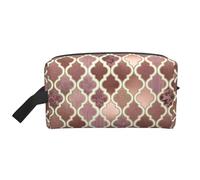 Cozimangoe Toiletry Bag for Travel, Large Padded with Handle Makeup Bags Shaving Cosmetics Toiletries Accessories Gym, Personalized Rosegold Pink and Copper Moroccan Tile Pattern