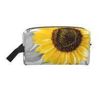 Cozimangoe Toiletry Bag for Travel, Large Padded with Handle Makeup Bags Shaving Cosmetics Toiletries Accessories Gym, Personalized Watercolor Yellow Sunflowers Blue Flowers