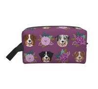 Cozimangoe Toiletry Bag for Travel, Large Padded with Handle Makeup Bags Shaving Cosmetics Toiletries Accessories Gym, Personalized Aussie Dog Floral Australian Shepherd Dog