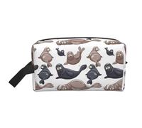 Cozimangoe Toiletry Bag for Travel, Large Padded with Handle Makeup Bags Shaving Cosmetics Toiletries Accessories Gym, Personalized Seals Illustration Sea Lion