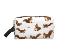 Cozimangoe Toiletry Bag for Travel, Large Padded with Handle Makeup Bags Shaving Cosmetics Toiletries Accessories Gym, Personalized Eurasian Red Squirrels