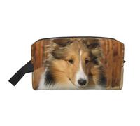 Cozimangoe Toiletry Bag for Travel, Large Padded with Handle Makeup Bags Shaving Cosmetics Toiletries Accessories Gym, Personalized Lovely Sheltie Dog