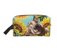Cozimangoe Toiletry Bag for Travel, Large Padded with Handle Makeup Bags Shaving Cosmetics Toiletries Accessories Gym, Personalized Highl and Cow with Sunflowers