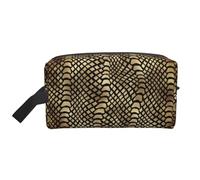 Cozimangoe Toiletry Bag for Travel, Large Padded with Handle Makeup Bags Shaving Cosmetics Toiletries Accessories Gym, Safari African Black Gold Python Animal Skin Sepia