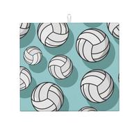 Cozimangoe Volleyball Sport Pattern Mint Green, Dish Drying Mat, 18x16 Inch Absorbent Microfiber Quick Dry Machine Washable for Dishes Pots Pans Glassware Coffee Bar Under Rack
