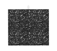 Cozimangoe White Silver Gray Glitter Diamond Glitter, Dish Drying Mat, 18x16 Inch Absorbent Microfiber Quick Dry Machine Washable for Dishes Pots Pans Glassware Coffee Bar Under Rack