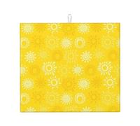 Cozimangoe Yellow Sun Hand Nature, Dish Drying Mat, 18x16 Inch Absorbent Microfiber Quick Dry Machine Washable for Dishes Pots Pans Glassware Coffee Bar Under Rack