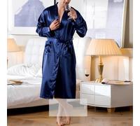 Coziness Meets Style Men's Satin Kimono Bathrobe in a Luxurious Design and Feel (3XL Navy)